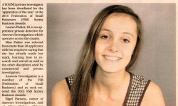 Private Investigator Lauren Parker Apprentice of the year surrey advertiser