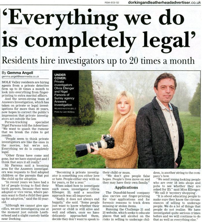 Dorking Advertiser Answers Investigation